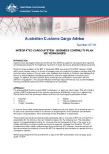 INTEGRATED CARGO SYSTEM - BUSINESS CONTINUITY PLAN