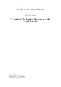 Radboud University Nijmegen  Master Thesis Hyperbolic Reflection Groups and the Leech Lattice
