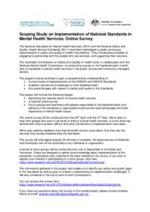 Scoping Study on Implementation of National Standards in Mental Health Services: Online Survey