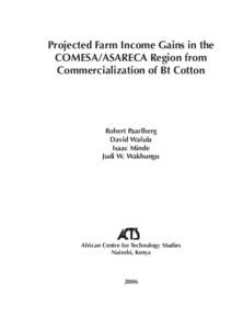 RABESA REPORT II  Projected Farm Income Gains in the COMESA/ASARECA Region from Commercialization of Bt Cotton