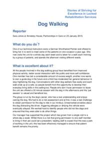 Stories of Striving for Excellence in Locked Rehabilitation Services Dog Walking Reporter