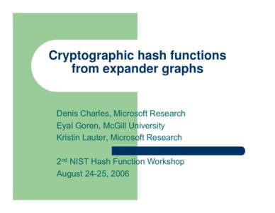 Cryptographic hash functions from expander graphs