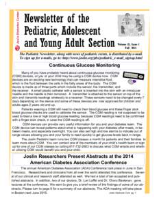 Newsletter of the Pediatric, Adolescent and Young Adult Section Volume 12, Issue 1 Fall 2014