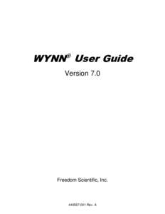 WYNN User Guide ® Version 7.0  Freedom Scientific, Inc.
