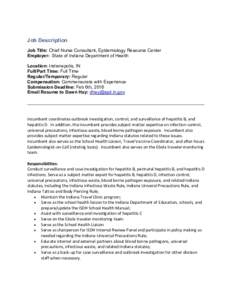 Microsoft Word - Job Description - Chief Nurse Consultant Epidemiology Resource Center