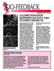 IO-FEEDBACK DEPARTMENT OF BIOLOGY Fall 2008 Newsletter • Volume 8  ALUMNI DONATION