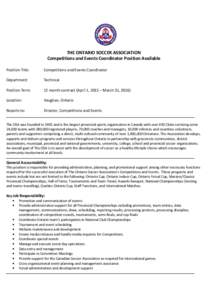 Posting - Competition and Events Coordinator Contract 2015