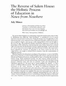 The Reverse of Salem House: the Holistic Process of Education in News from Nowhere Ady Mineo Labour is blossoming and dancing where