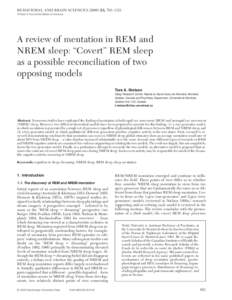 BEHAVIORAL AND BRAIN SCIENCES, 793–1121 Printed in the United States of America A review of mentation in REM and NREM sleep: “Covert” REM sleep as a possible reconciliation of two