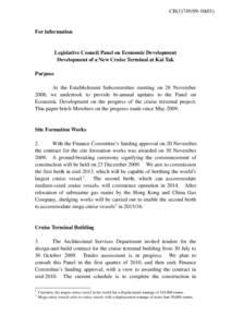 CB[removed])  For information Legislative Council Panel on Economic Development Development of a New Cruise Terminal at Kai Tak