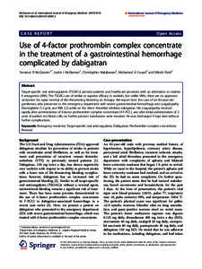 Use of 4-factor prothrombin complex concentrate in the treatment of a gastrointestinal hemorrhage complicated by dabigatran