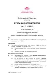 Statement of Principles concerning DYSBARIC OSTEONECROSIS   No. 17 of 2015