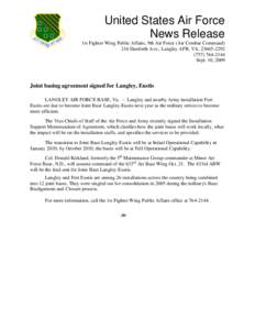 United States Air Force News Release 1st Fighter Wing Public Affairs, 9th Air Force (Air Combat Command) 216 Danforth Ave., Langley AFB, VA, [removed][removed]Sept. 10, 2009