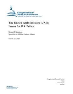 The United Arab Emirates (UAE): Issues for U.S. Policy