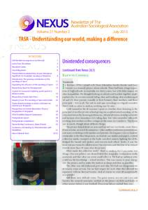 Volume 27 Number 2	  July 2015 TASA - Understanding our world, making a difference IN THIS ISSUE