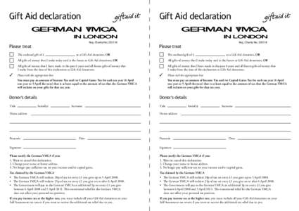 Gift Aid Declaration Form - A4 format