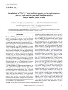 c Indian Academy of Sciences  RESEARCH NOTE  Associations of POU1F1 gene polymorphisms and protein structure