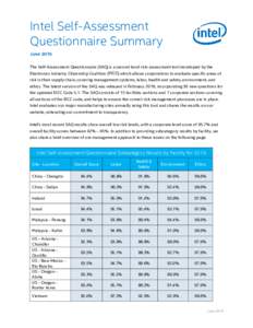 Intel Self-Assessment Questionnaire Summary June 2016 The Self-Assessment Questionnaire (SAQ) is a second level risk-assessment tool developed by the Electronics Industry Citizenship Coalition (EICC) which allows corpora
