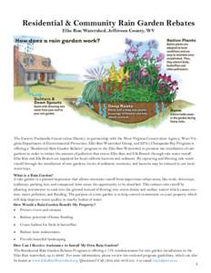 Residential & Community Rain Garden Rebates Elks Run Watershed, Jefferson County, WV The Eastern Panhandle Conservation District, in partnership with the West Virginia Conservation Agency, West Virginia Department of Env