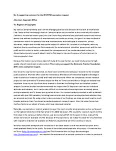 Microsoft Word - Blakley Letter to Copyright Office