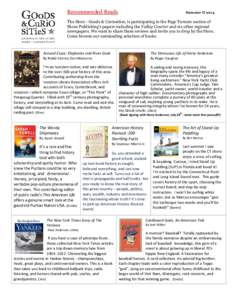 Recommended Reads  Summer II 2014 The Store - Goods & Curiosities, is participating in the Page Turners section of Shore Publishing’s papers including the Valley Courier and six other regional