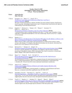 40th Lunar and Planetary Science Conference[removed]sess253.pdf Tuesday, March 24, 2009 CHONDRITE PARENT-BODY PROCESSES
