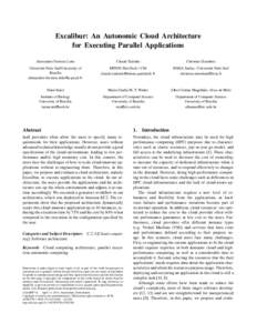 Excalibur: An Autonomic Cloud Architecture for Executing Parallel Applications