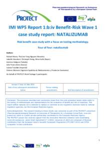 Pharmacoepidemiological Research on Outcomes of Therapeutics by a European ConsorTium IMI WP5 Report 1:b:iv Benefit-Risk Wave 1 case study report: NATALIZUMAB Risk benefit case study with a focus on testing methodology.