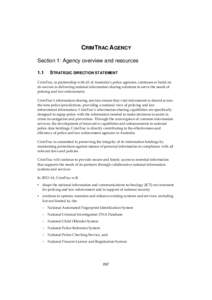 CRIMTRAC AGENCY Section 1: Agency overview and resources 1.1 STRATEGIC DIRECTION STATEMENT