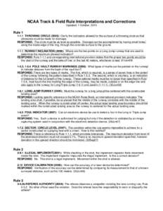 NCAA Track & Field Rule Interpretations and Corrections