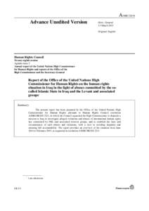 A_HRC_28_18_AUV: Report of the Office of the United Nations High Commissioner for Human Rights on the human rights situation in Iraq in the light of abuses committed by the so-called Islamic State in Iraq and the Levant 