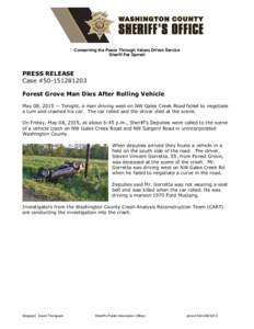 PRForest Grove Man Dies After Rolling Vehicle