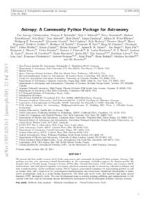 c ESO 2013 Astronomy & Astrophysics manuscript no. astropy July 25, 2013