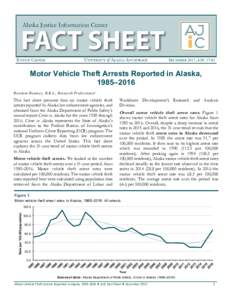 Motor Vehicle Theft Arrests Reported in Alaska, 1986–2015