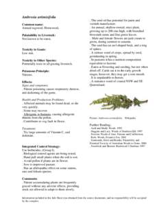 Allergology / Ragweed / Flora of Arkansas / Weed / Ryegrass / Ambrosia artemisiifolia / Noxious weed / Herbicide / Oat / Flora of the United States / Ambrosia / Garden pests