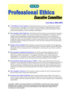 Professional Ethics Executive Committee — Fact sheet[removed]