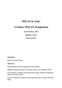 SOLAS in Asia: A Future SOLAS SymposiumOctober, 2016 Qingdao, China (Final circular)