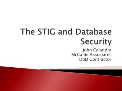 The STIG and Database Security