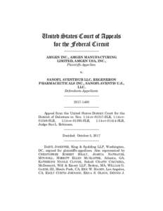 United States Court of Appeals for the Federal Circuit ______________________ AMGEN INC., AMGEN MANUFACTURING LIMITED, AMGEN USA, INC.,