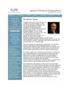 Society of Physician Entrepreneurs SeptemberIssue 36 About SoPE |