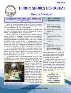 JUNEHURON SHORES GENOGRAM Oscoda, Michigan HSGS SPRING PROGRAM WELL-ATTENDED By Lugene Daniels