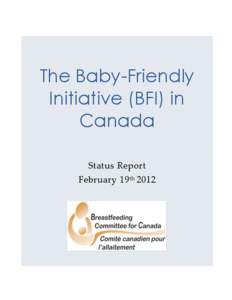 The Baby-Friendly Initiative (BFI) in Canada Status Report February 19 th 2012