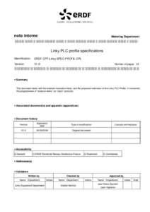 Metering Department  Linky PLC profile specifications Identification:  ERDF-CPT-Linky-SPEC-PROFIL-CPL