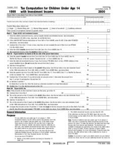 TAXABLE YEARTax Computation for Children Under Age 14 with Investment Income