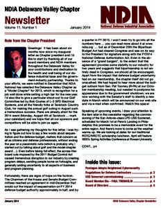 NDIA Delaware Valley Chapter  Newsletter Volume 11, Number 1	  January 2014