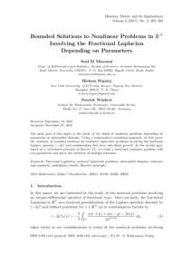 Minimax Theory and its Applications Volume), No. 2, 265–283 Bounded Solutions to Nonlinear Problems in RN Involving the Fractional Laplacian Depending on Parameters