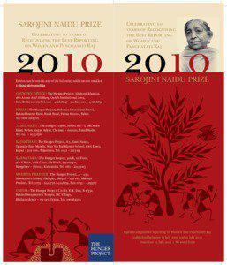 SAROJINI NAIDU PRIZE Celebrating 10 years of Recognising the Best Reporting
