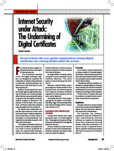 T ECHNOLOGY NE W S  Internet Security under Attack: The Undermining of Digital Certificates