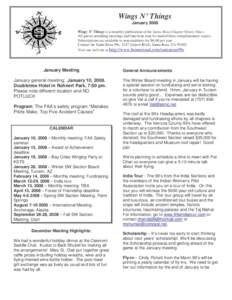 Wings N’ Things January 2008 Wings N’ Things is a monthly publication of the Santa Rosa Chapter Ninety Nines. All guests attending meetings and functions may be mailed three complimentary copies. Subscriptions are av