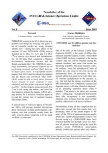 Newsletter of the INTEGRAL Science Operations Centre No. 8  June 2003